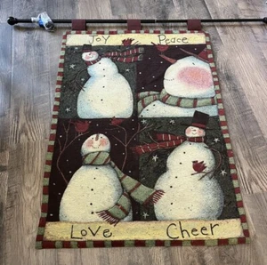 Wall Hanging Susan Winget Snowman Family Tapestry Cotton 36 x 26 in Made in USA - Picture 1 of 6