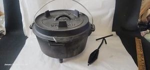 6Qt Camp Dutch Oven Pre Seasoned Cast Iron Lid Also A Skillet Casserole - Picture 1 of 8