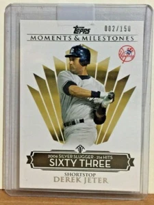 Camiseta deportiva de Derek Jeter 2007 Topps Moments & Milestones ""Hit 63" número #2/150 1/1 SP - Imagen 1 de 1