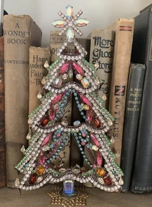Vintage Miniature Vintage Austrian Crystal Christmas Tree 9 “ - Picture 1 of 16