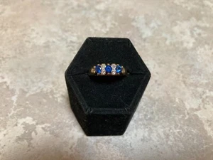 10 ct Gold C. Sapphire and Diamond Ring. Size P. MHJ - Picture 1 of 7
