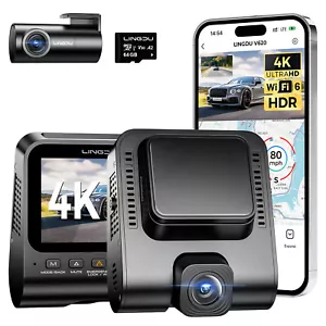 V620 4K+1080P Dual Dash Cam ADAS WiFi 6 GPS Cars Recorder Parking Mode Free 64GB - Picture 1 of 11