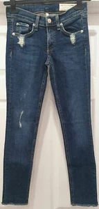 RAG & BONE Blue Cotton Denim Distressed Skinny Crop Capri Jeans Trousers Pants - Picture 1 of 11