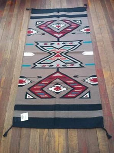 Southwest Design Handwoven Wool Rug; 32in x 64in; W64-213 - Picture 1 of 1