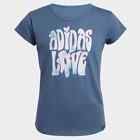 Adidas Scoop Tee Aa4965 Girls Crew Blue Scoop Neck Short Sleeve T-Shirt Hy94