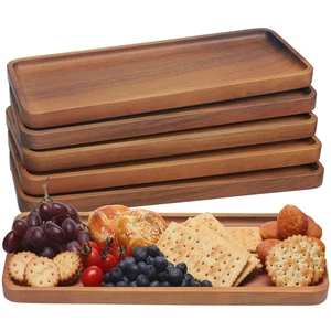Acacia Wood Serving Platters and Trays - 14" x 5.5" Wooden Mini Charcuterie B... - Picture 1 of 7