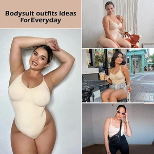 Women Sculpting Bodysuit Tummy Control Seamless Thong Shapewear Full Body Shaper - Picture 1 of 19