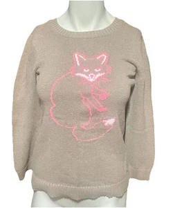 Old Navy Tan Long Sleeve Crewneck Sweater PINK FOX Girl's Large 10-12 - Picture 1 of 3
