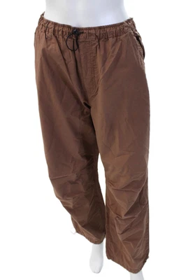 Zara Womens High Rise Drawstring Waist Pants Brown Cotton Size 4 - Image 1 of 4