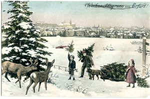 Künstler-AK ERFURT Weihnachten, Kinder, Landschaft im Schnee um 1910 - Bild 1 von 1