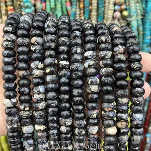 6x10 mm Schwarz Natürlich Imperial Jaspis Rondell Zwischenring Perlen für Schmuck Herstellung - Bild 1 von 6