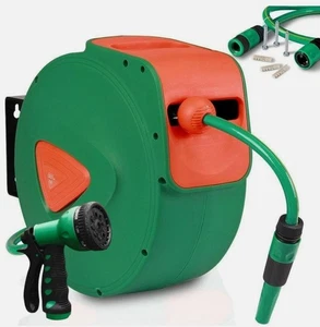 Automatischer Wasserschlauchaufroller für die Wand Gartenschlauch 20 m + Pistole 9 Strahlen - Bild 1 von 7
