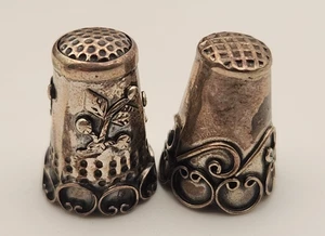 TWO Vintage Ornate Thimble TAXCO Mexico Sterling Silver Marked 925 - Picture 1 of 6