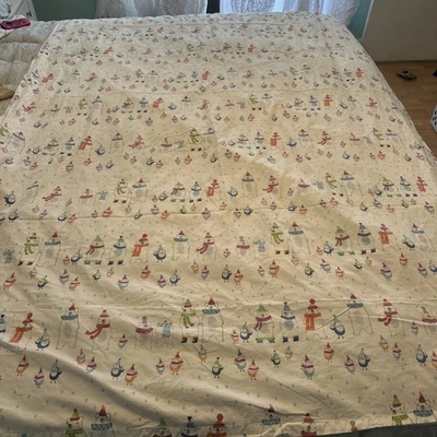 Pottery Barn Kids Winter Animals  Bears Birds Hats Scarf Twin COTTON Flat Sheet - Image 1 of 4