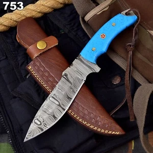 Blau Resin DESIGN HANDGESCHMIEDET DAMAST WERKZEUGSTAHL JÄGER WÜSTENMESSER - Bild 1 von 7