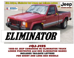 GE-QJ-J125 1988-92 JEEP MJ COMANCHE - ELIMINATOR - STRIPE & TAILGATE LETTERS - Bild 1 von 2