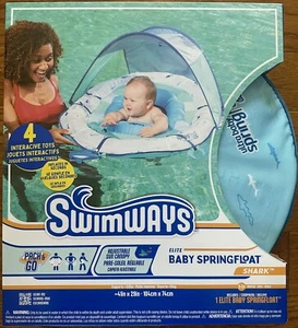 Swimways Elite Baby Spring Float With Canopy, Packable Pool Float, 9-24 Mo - Picture 1 of 8