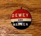 Dewey Warren Rzadki przycisk polityczny 1948 Małe wybory prezydenckie Wygląd USA!!