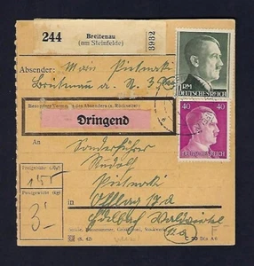 c1940's Breitenau Occupation Parcel Packet Reciept, Dringend "Urgent" - Picture 1 of 2