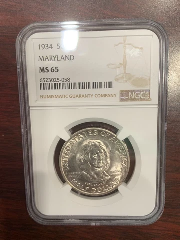 1934 Maryland Silver Half Dollar NGC MS65 Cover