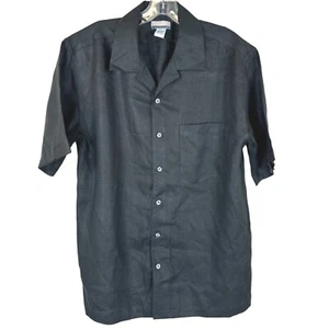 NWT Breakwater Men's Linen Casual Button Down Shirt Black Small - Picture 1 of 6