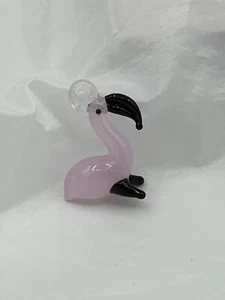 Lampworked Glass 3D Cute Pink Flamingo Bird Pendant - Picture 1 of 1