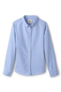Lands' End School Uniform Girls Long Slv Oxford Dress Shirt Blue 6 # 458433