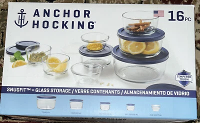 Anchor Hocking Round Food Storage Set, Sumgait, 7, 4, 2, 1 Cup & 6 Oz, 16 Piece - Image 1 of 2