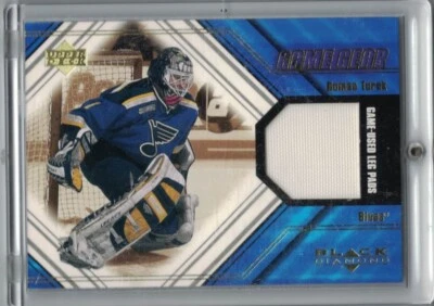 2000-01 Black Diamond Game Gear LTU Roman Turek Leg Pad L-TU Upper Deck NHL #2 - Image 1 of 2