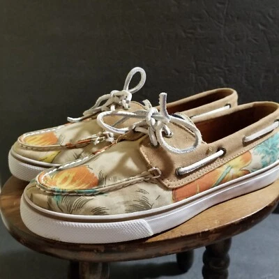 Zapatos de barco Sperry Top Sider para mujer talla 9,5 M tostados tropicales florales Foto 1 de 4