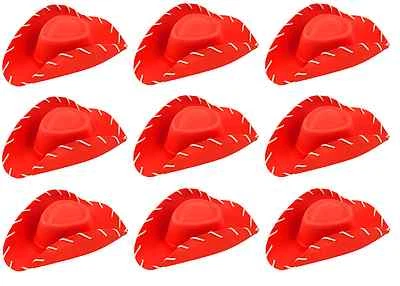 RIUQI 10 x Childrens Childs RED Cowboy Hats Western Fancy Dress Costume Toy Story Hat