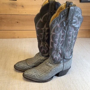 Vintage Men’s Tony Lama Cowboy Boots Size 6.5 C Mens Grey Leather Western Style - Picture 1 of 13