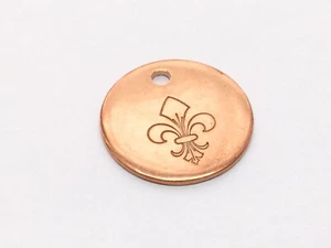 Copper Two Sided Fleur De Lis Charm For Keyring Necklace Bracelet - MADE IN USA - Picture 1 of 6