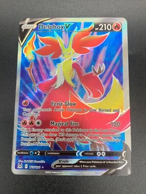 Delphox V 173/196 Full Art Ultra Rare Sword & Shield Lost Origin Pokemon NM 2022 - Image 1 of 3