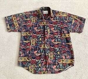 Vtg Red Eye By Marc Daniels Shirt Abstract Southwestern Print Button Up Size M