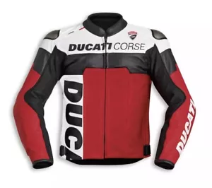 motorbike cowhide leather racing jacket C5 Ducati protective jacket - Picture 1 of 4