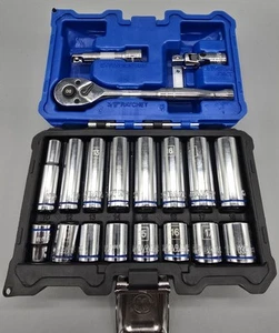 Kobalt 19-Piece Metric with Hard Case 3/8" Ratchet Set Mechanics Compact Set - Picture 1 of 3
