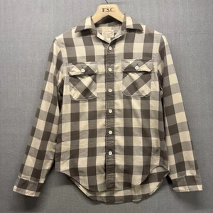 RRL Double RL Ralph Lauren Arbeitshemd mit Knopfleiste kariert grau Flanell Small - Bild 1 von 12