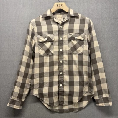 Camisa de Trabajo RRL Doble RL Ralph Lauren Abotonada Franela Gris Cuadros Pequeña Foto 1 de 4