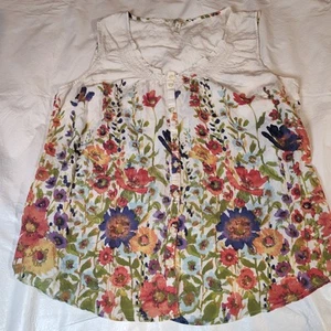 Blusa para mujer Bass sin mangas floral cierre de botones rayón y nailon talla XL - Imagen 1 de 8