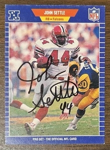 JOHN SETTLE AUTOGRAPHED 1989 PRO SET ROOKIE FOOTBALL  CARD # 15 ATLANTA FALCONS - Picture 1 of 5