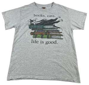 VTG 90s Edward Gorey Graphic T Shirt Books Cats Life Is Good Size Medium T-Shirt - Picture 1 of 7