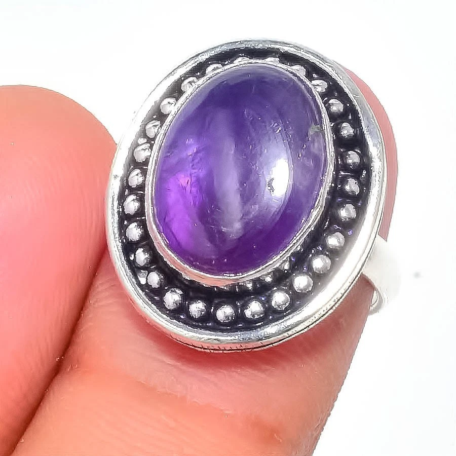 Anello in argento sterling 925 con pietre preziose ametista viola di tutte... - Immagine 1 di 1