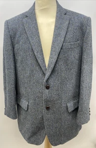 EWM Men's Harris Tweed Wool Blue Jacket Chest 44 K12 - Picture 1 of 13