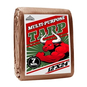waterproof tarp, UV-resistant, durable with grommets, ideal for outdoor use. - Picture 1 of 7