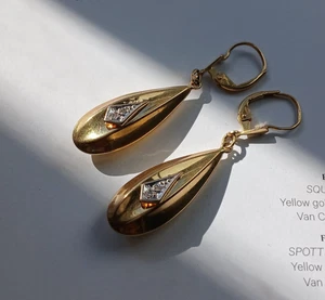 Ohrringe 18 Karat Gelbgold strukturiert Träne Diamant - Bild 1 von 9