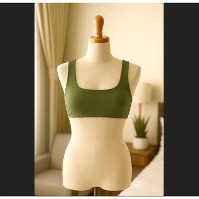 Top de bikini de correa ancha Aerie PEQUEÑO cuchara verde elástico traje de baño American Eagle Foto 1 de 4