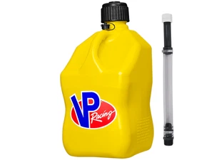 VP Racing 5.5 Gal Motorsport Square Utility Jug Yellow Deluxe Filler Hoses Kit - Picture 1 of 6