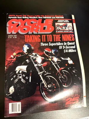 Cycle World Magazine March 1987 Honda Magna, Yamaha FZR Superbikes - Image 1 of 3