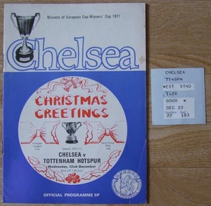 TICKET STUB & PROG - Chelsea v Spurs - League Cup Semi Final 22nd Dec 1971 - Picture 1 of 5